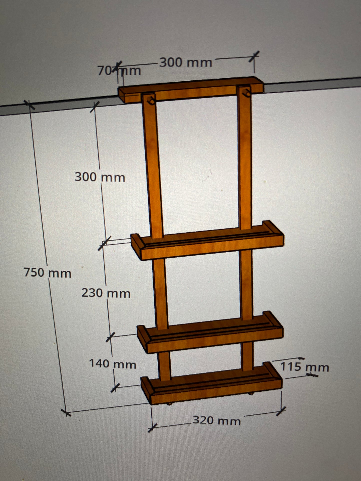 Estante de ducha de madera sin taladrar